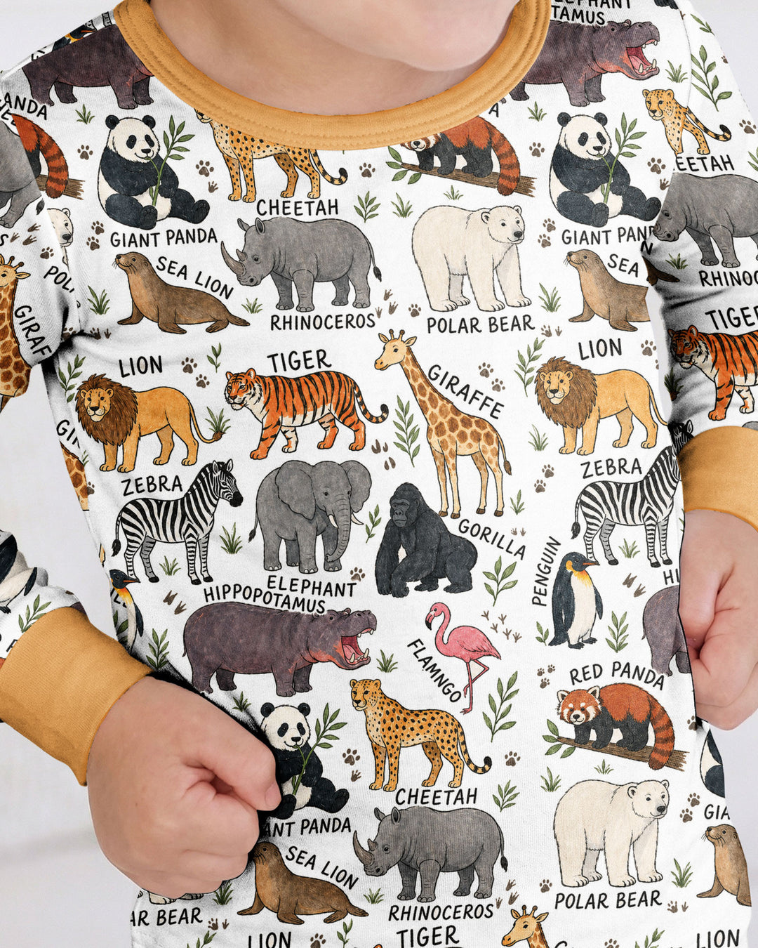 Zoo Animal Bamboo Two Piece Long Sleeve Pajama Set