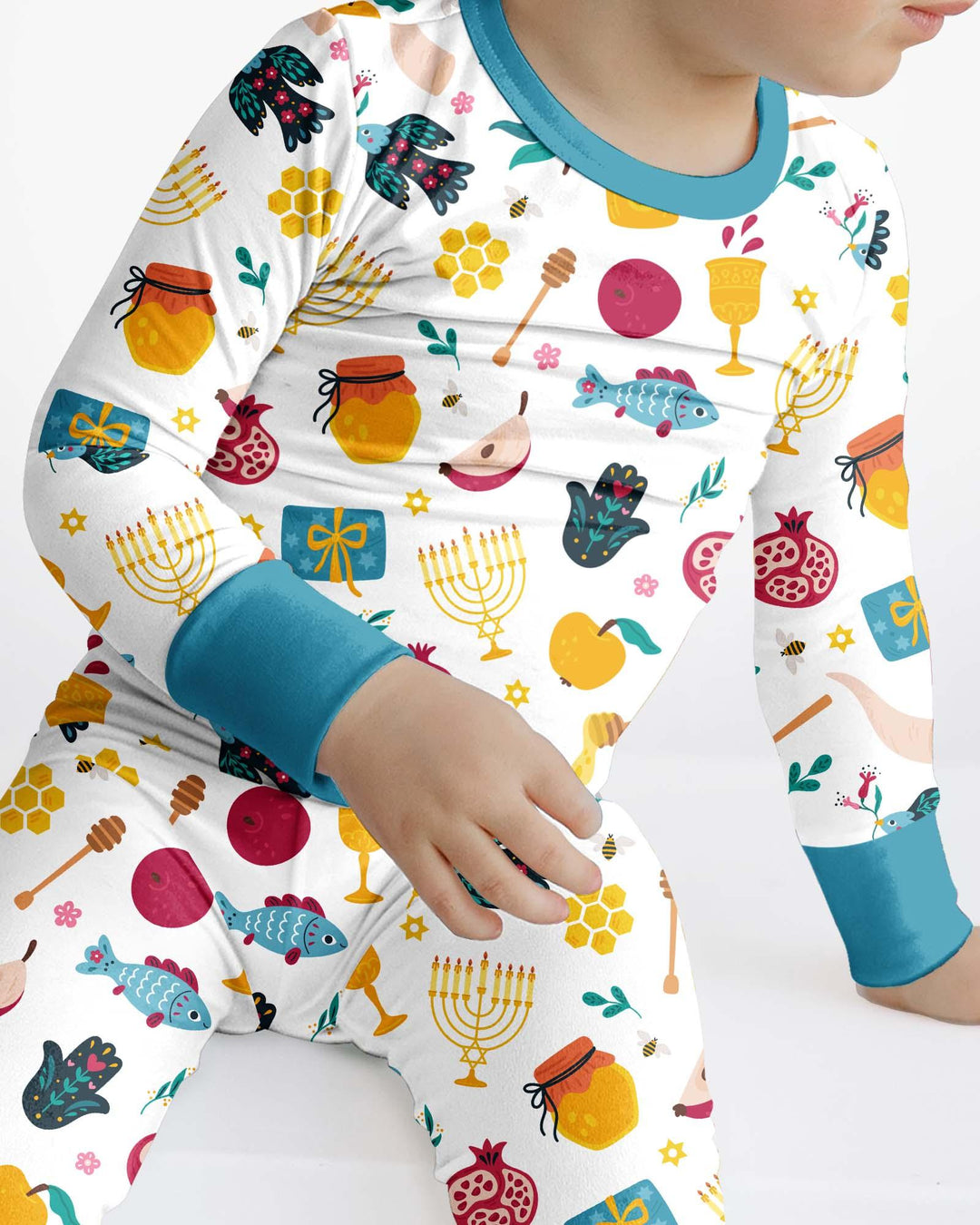 Zweiteiliges Langarm-Pyjama-Set mit Sommerfrüchten