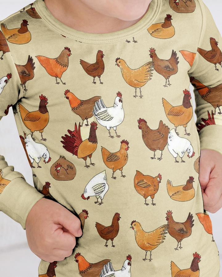 Farm Chicken  Bamboo Two Piece Long Sleeve Pajama Set