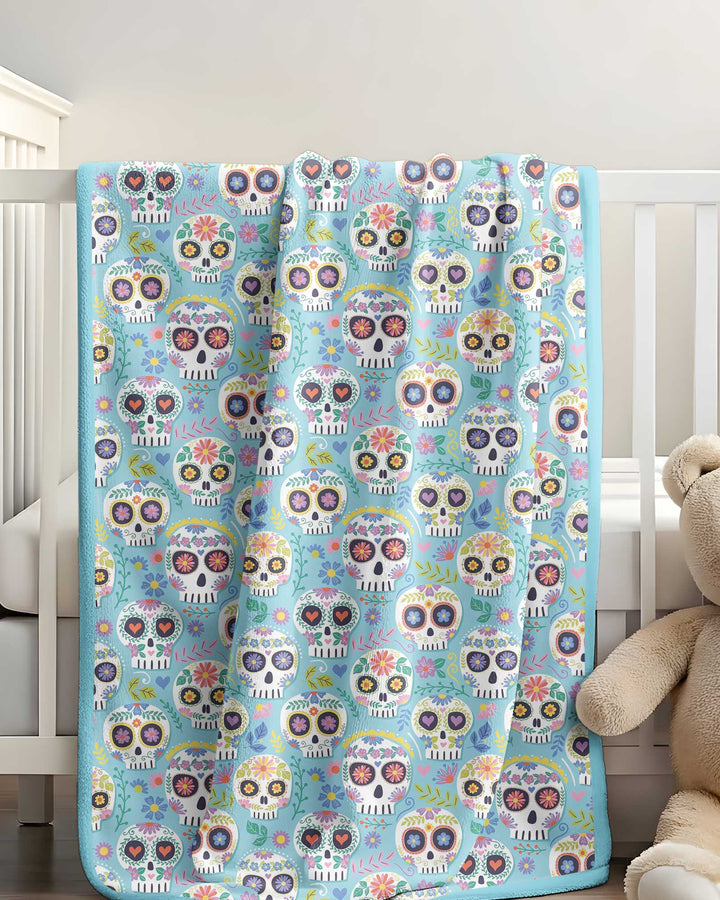 Floral Skull Bamboo Blanket