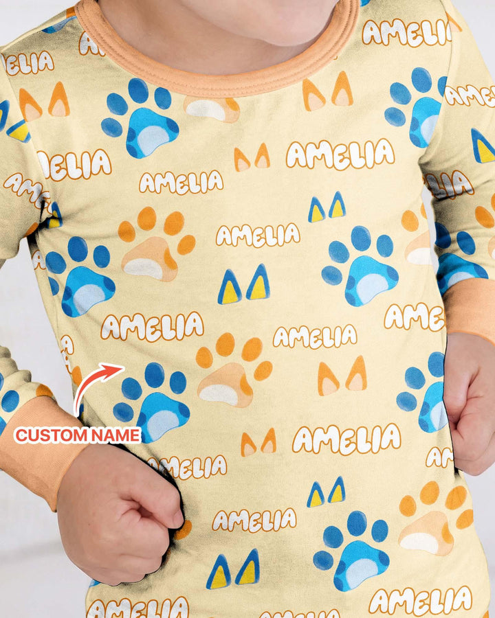 Zweiteiliges Langarm-Pyjama-Set mit Sommerfrüchten
