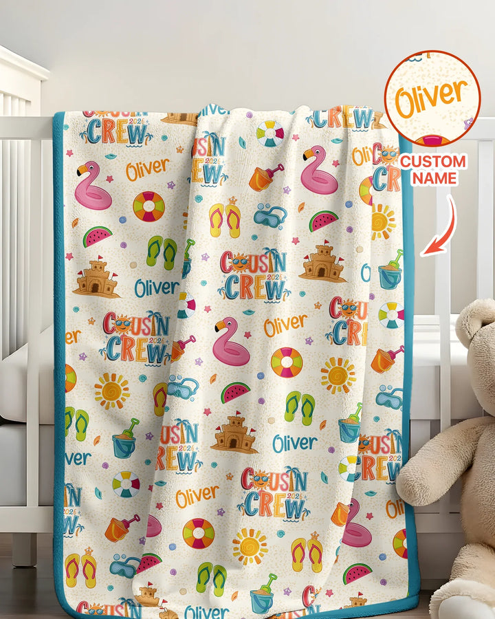 Custom Name Summer 2026 Cousin Crew Bamboo Blanket