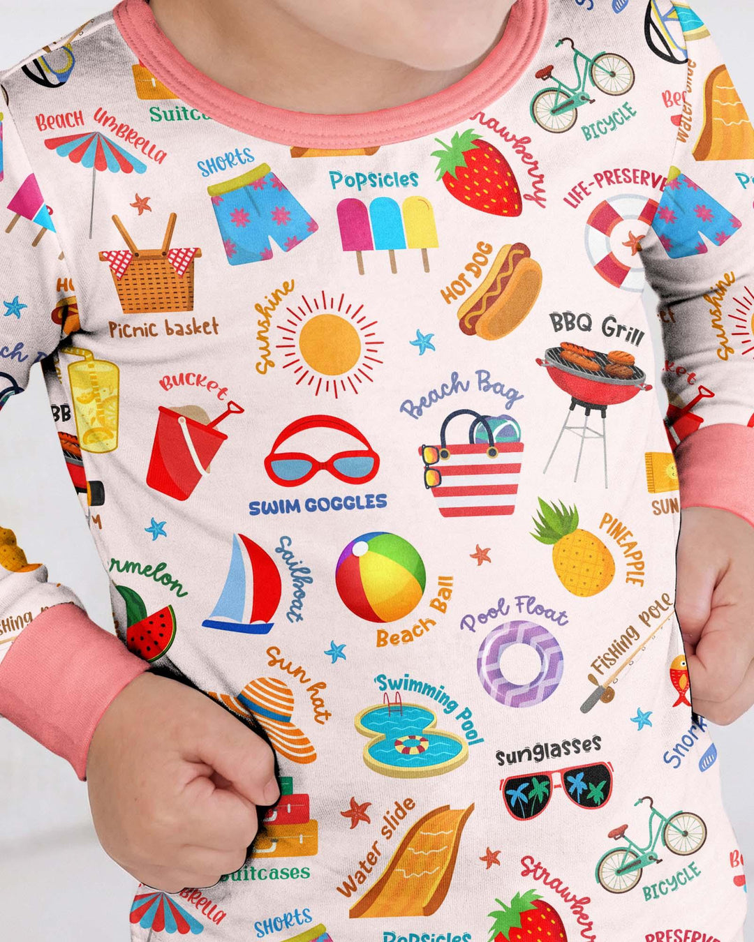 Zweiteiliges Langarm-Pyjama-Set mit Sommerfrüchten