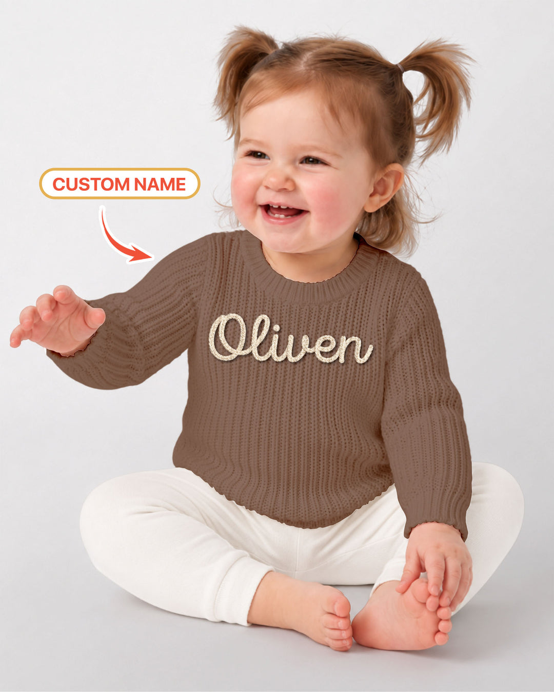 Embroidered Baby Name Bamboo Knit Sweater Bubble