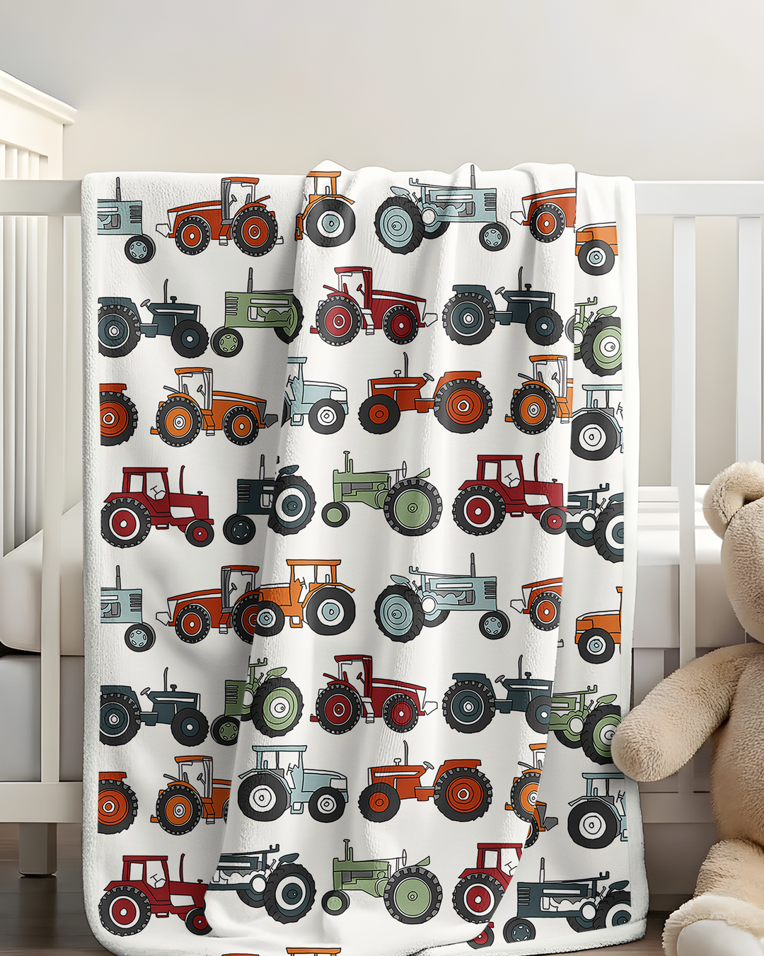 Tiny Tractors Bamboo Blanket
