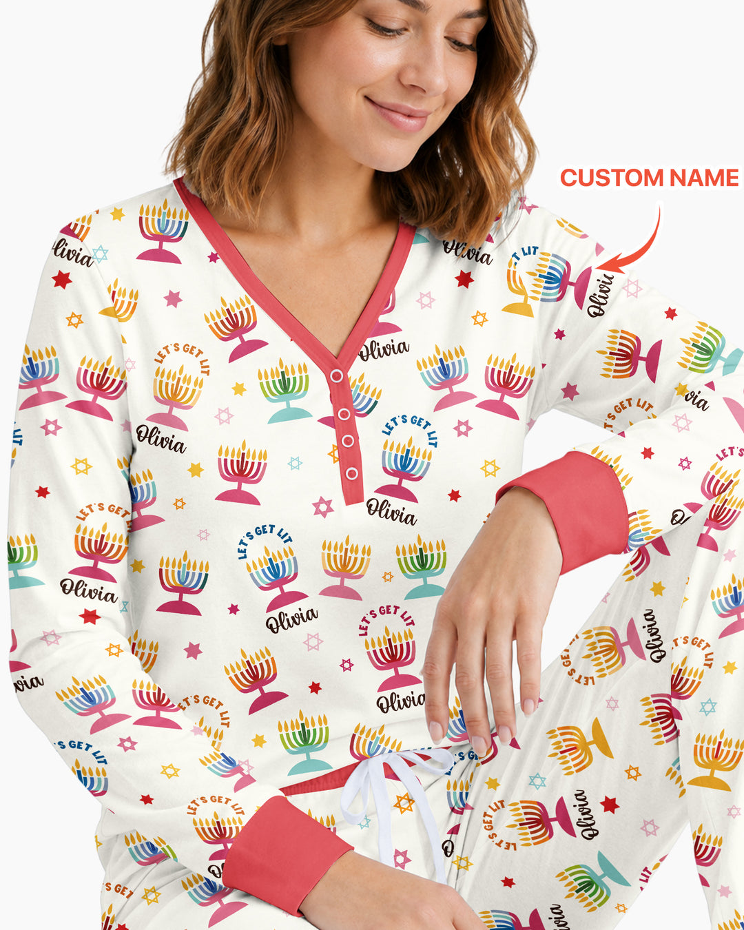 Let's Get Lit Hanukkah Bamboo Women Pajama Set