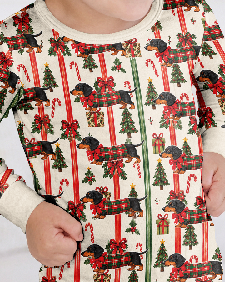 Puppy Holiday Bamboo Two Piece Long Sleeve Pajama Set