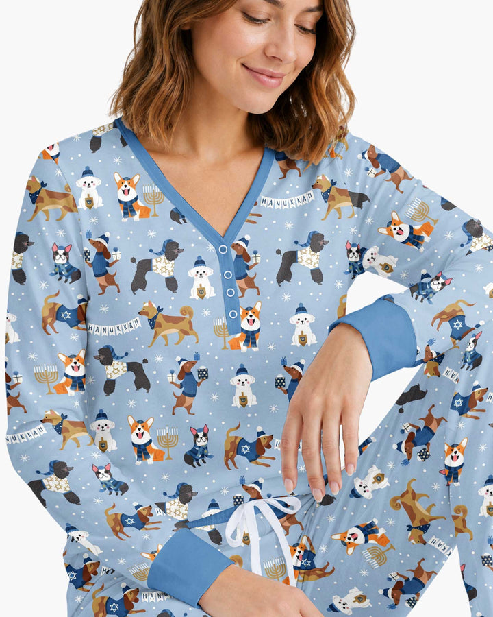 Hanukkah Dogs Bamboo Women Pajama Set