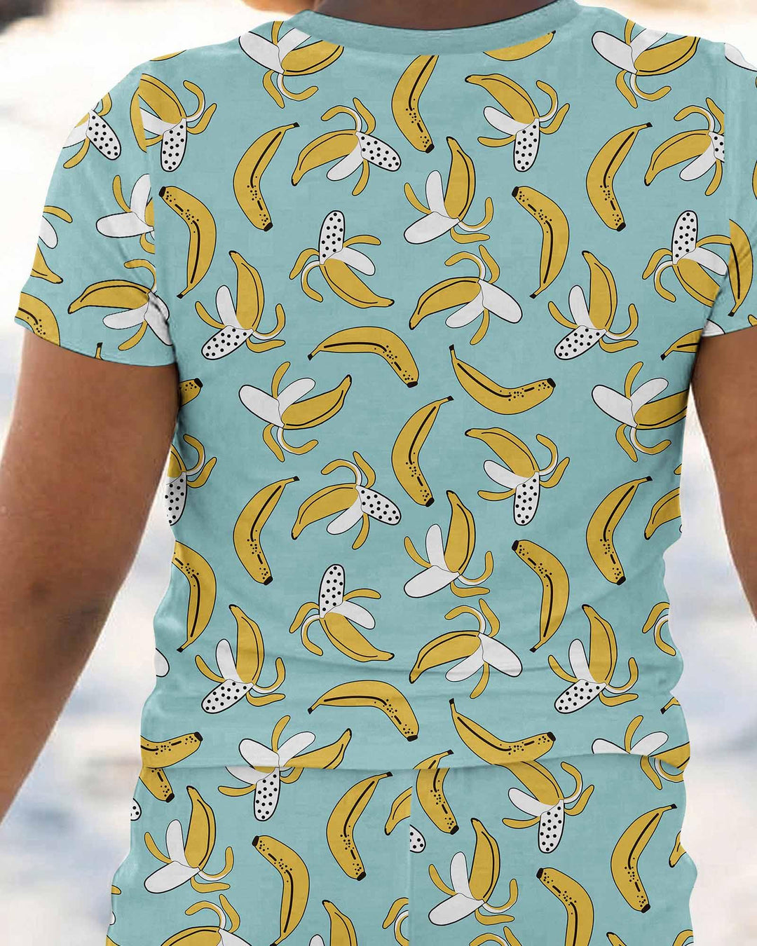 Schlafanzug-Set zweiteilig mit kurzen Ärmeln, Bananen Bambus