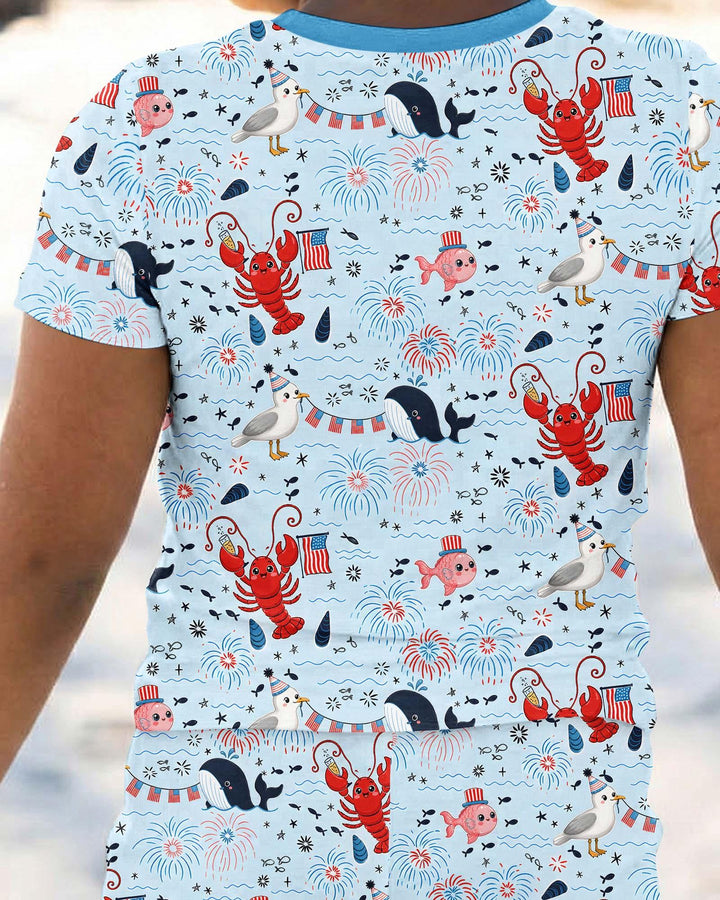 Zweiteiliges, kurzärmliges Pyjama-Set mit Marienkäfern