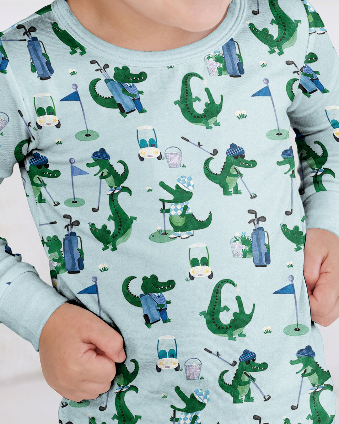Golfing Gators Bamboo Two Piece Long Sleeve Pajama Set