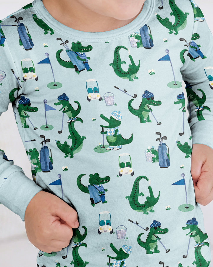 Golfing Gators Bamboo Two Piece Long Sleeve Pajama Set