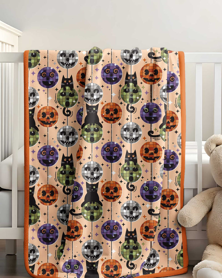Groovy Halloween Disco Cat Bamboo Blanket