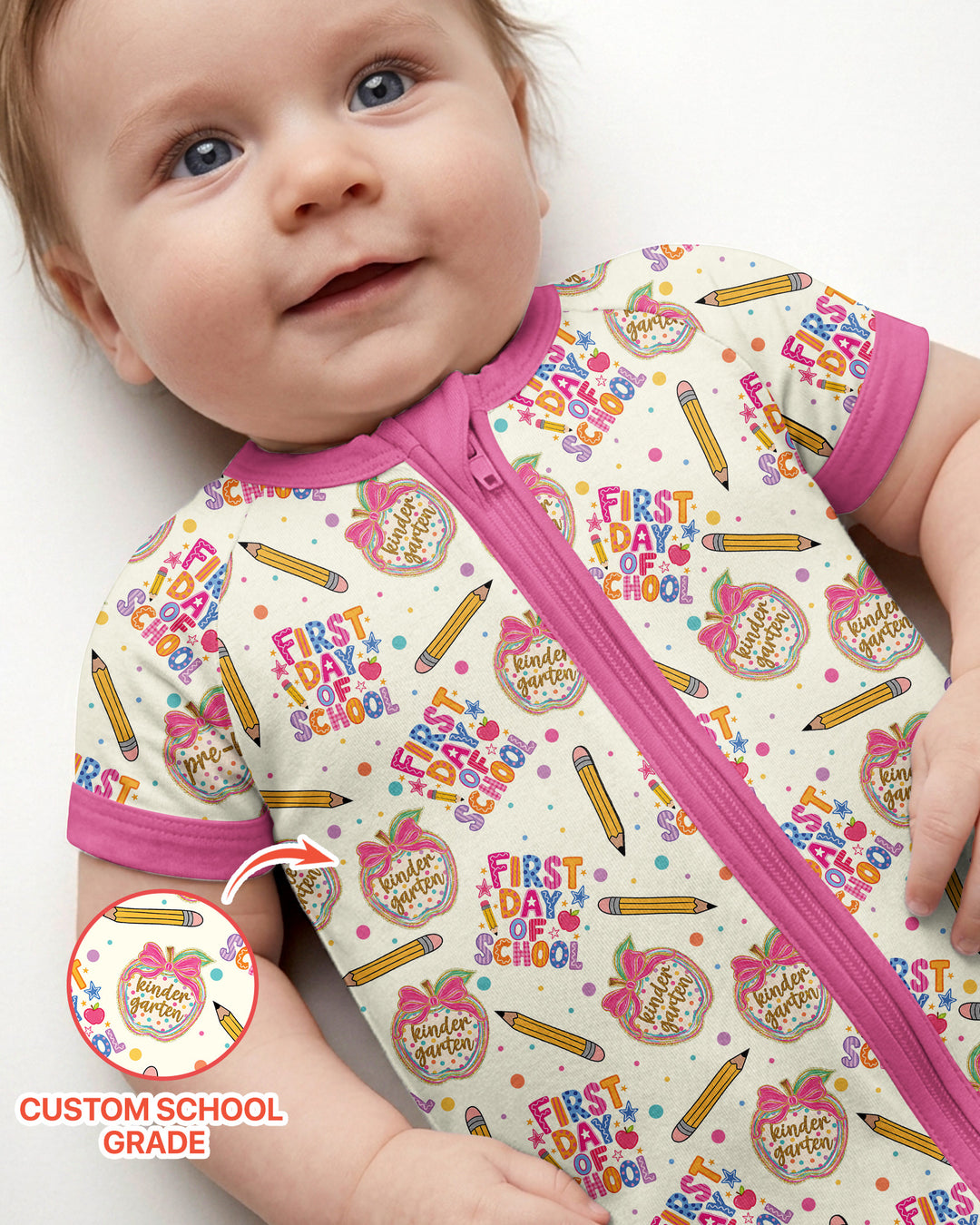 Custom School Grade First Day Cutie Bamboo Shorty Zippy