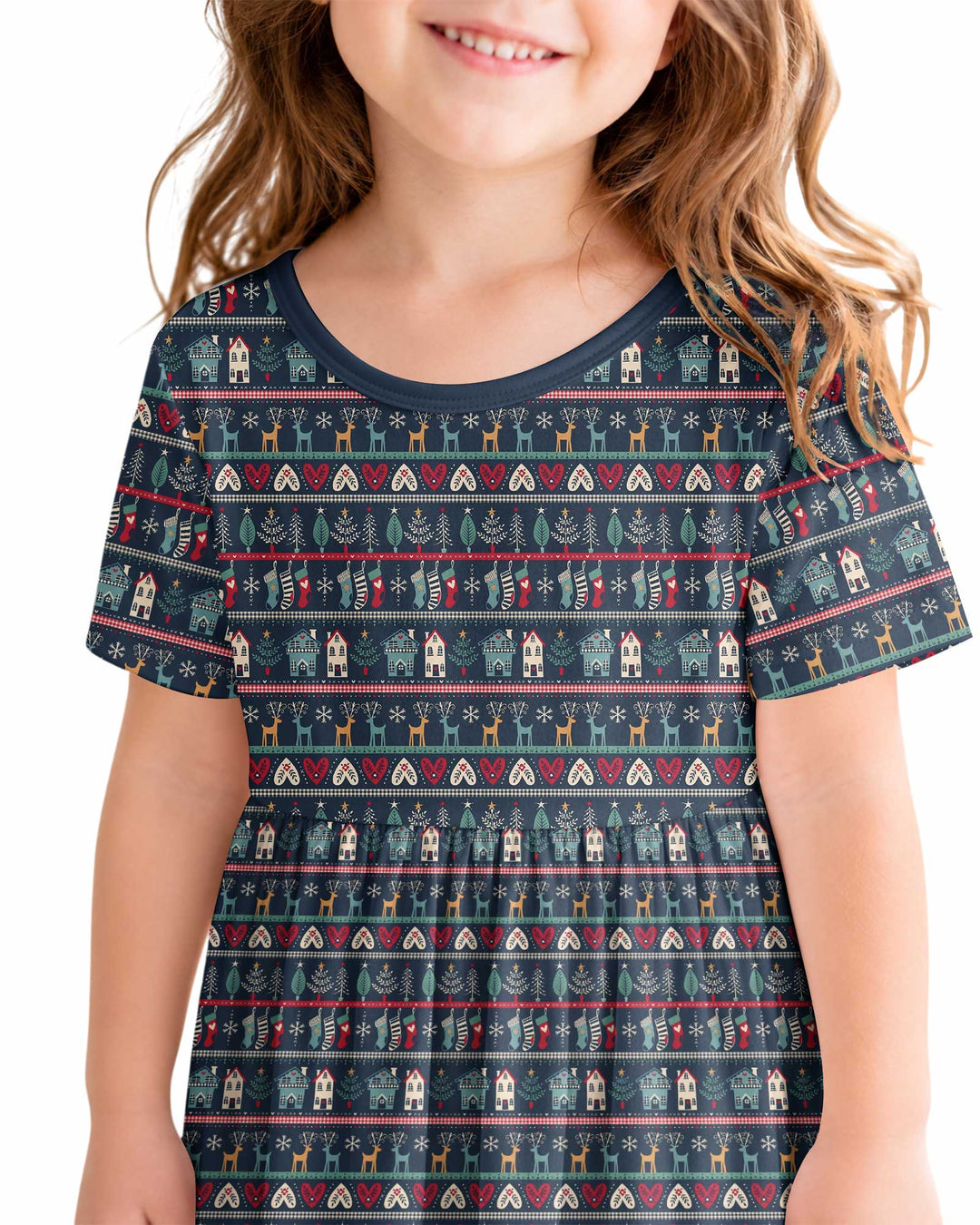 Vintage Nordic Christmas Bamboo Twirl Dress
