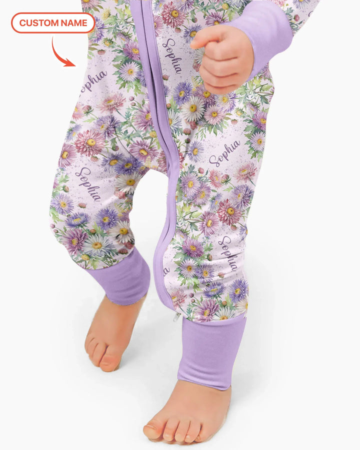 Custom Name Birth Month Flowers Bamboo Convertible Zippy
