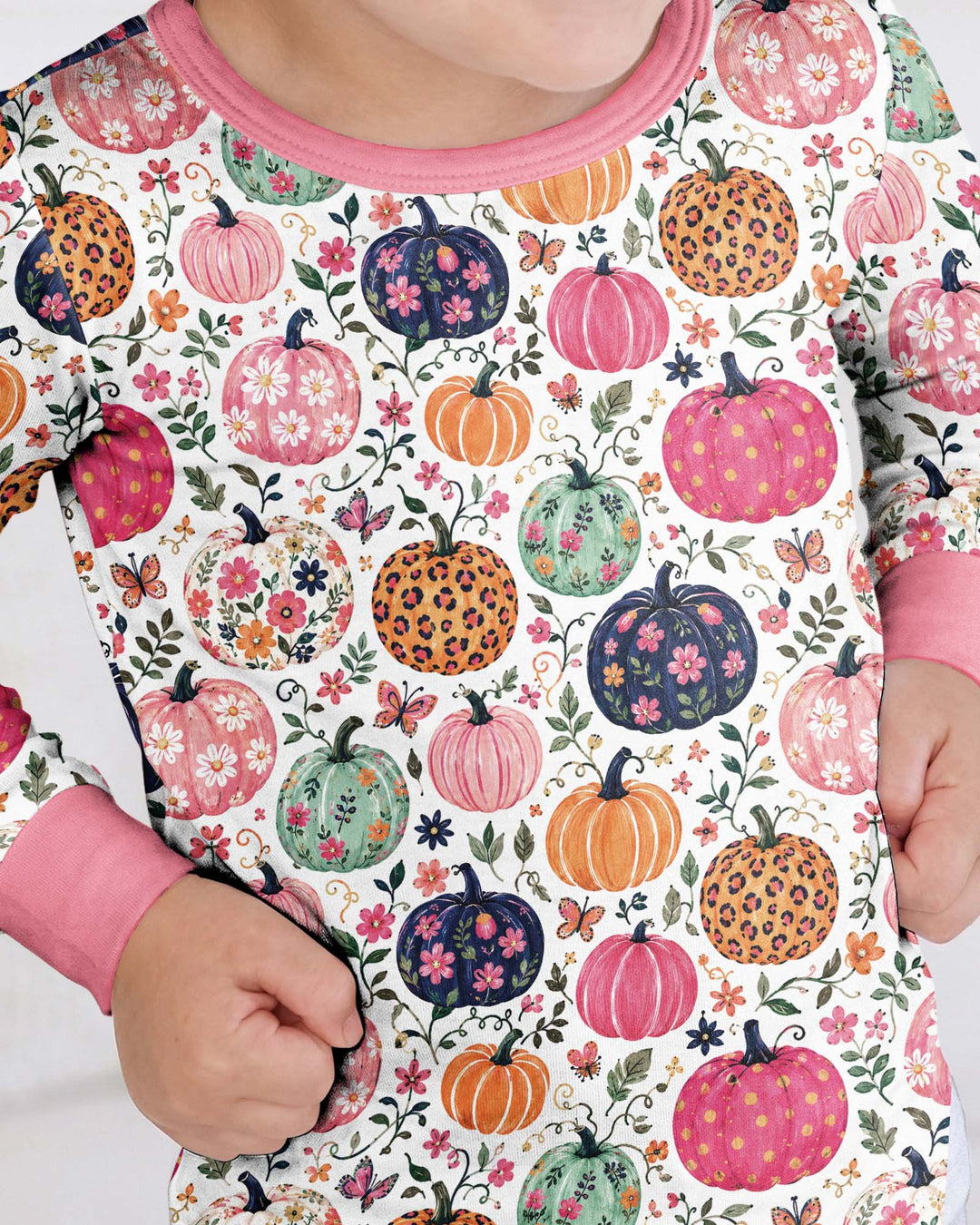 Floral Pumpkin Bamboo Two Piece Long Sleeve Pajama Set