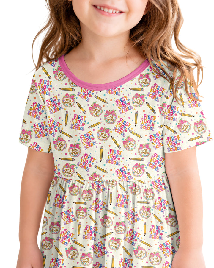 Custom School Grade First Day Cutie Bamboo Twirl Dress