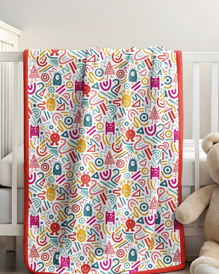 Rainbow Monster Party Bamboo Blanket