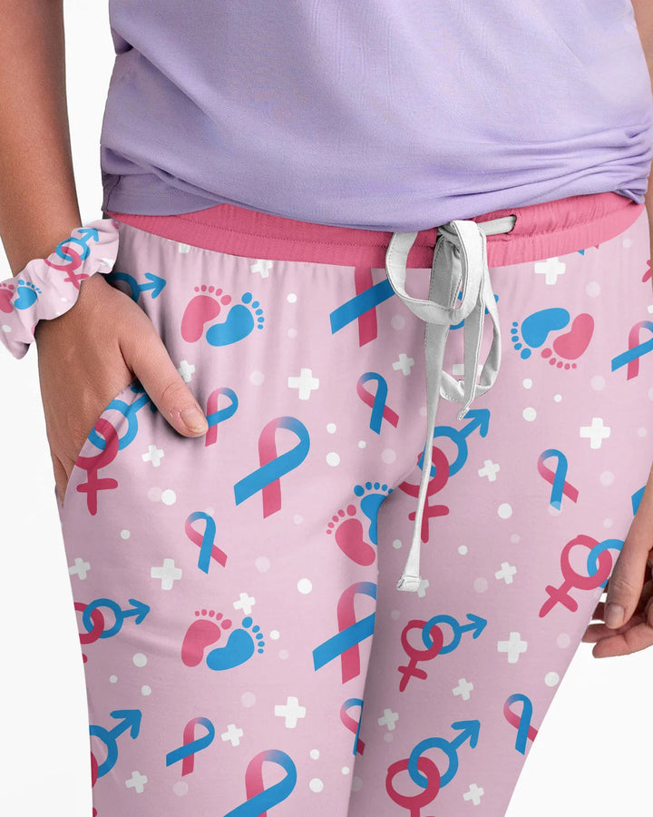 Damen-Pyjama-Set aus Bambus, blau und rosa, „Infertility Awareness“