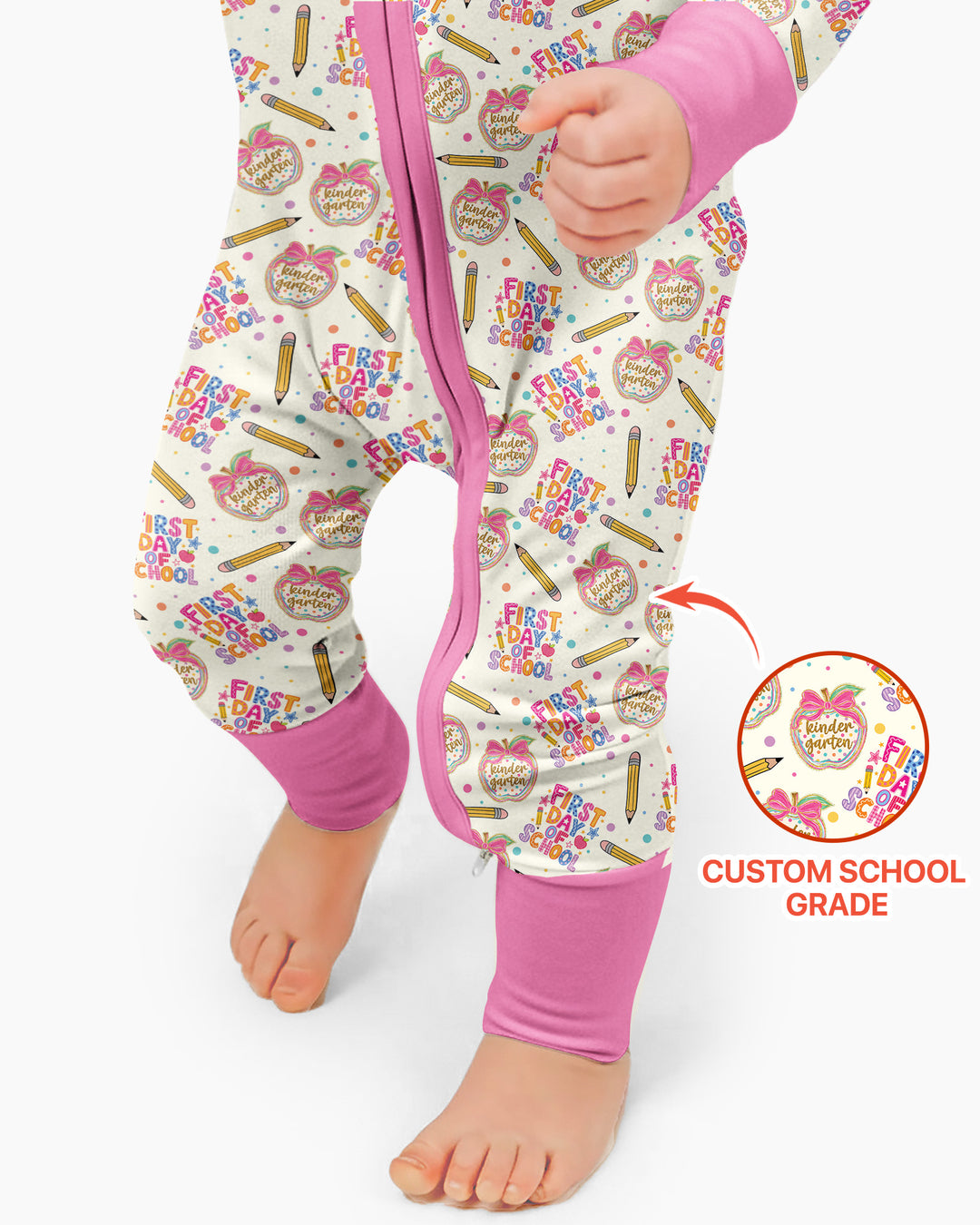 Custom School Grade First Day Cutie Bamboo Convertible Zippy