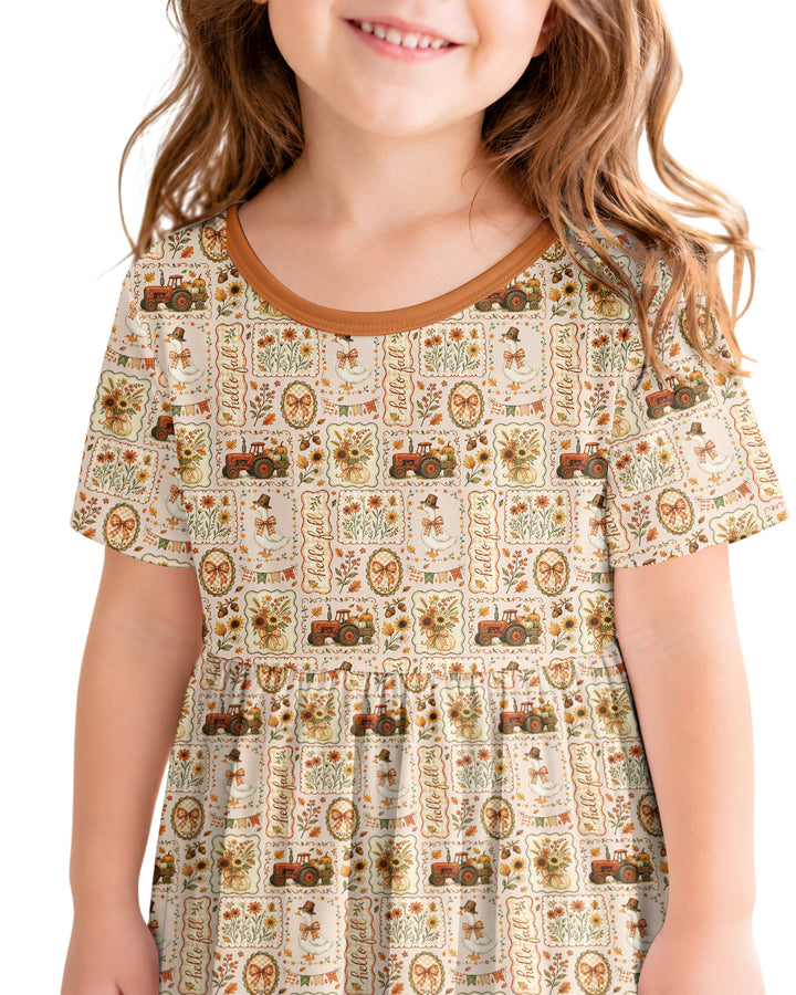 Farmhouse Fall Goose Family Matching Bamboo Twirl Dress