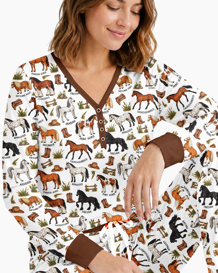 Types Of Horses Bamboo Women Pajama Set