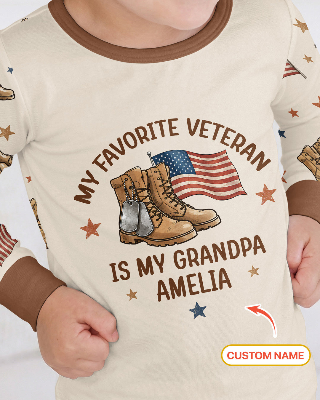 My Favorite Veteran Is My Grandpa Bamboo Two Piece Long Sleeve Pajama Set