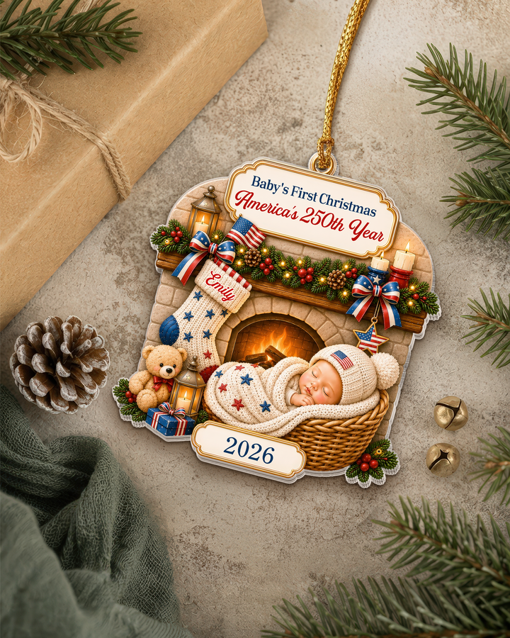 Baby's 1st Christmas 250th America's Anniversary Acrylic Ornament