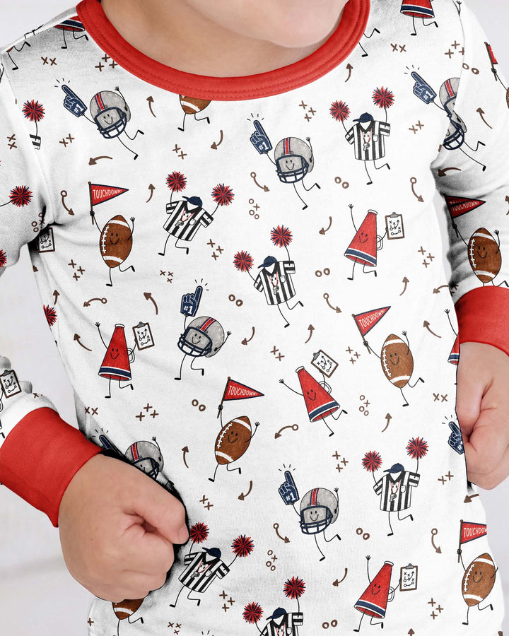 Happy Football Doodles Bamboo Two Piece Long Sleeve Pajama Set