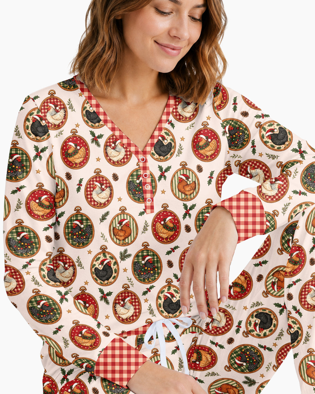 Chicken Merry Clucking Christmas Bamboo Women Pajama Set
