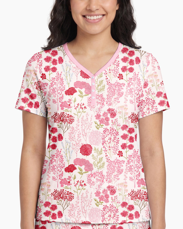 Blushing Wildflowers Bamboo Women Short Sleeve Short Pajama Set