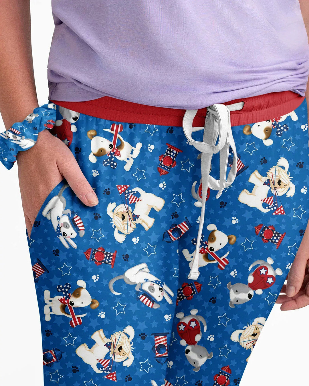 Rot, Weiß & Wuff Familien-Pyjama-Set aus Bambus für Damen