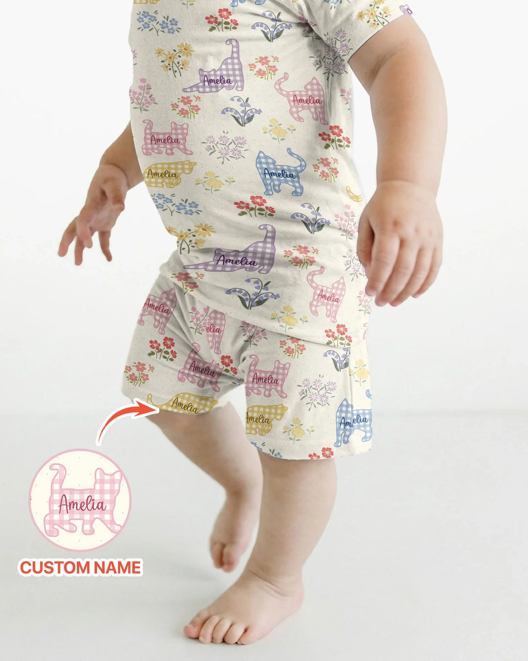 Zweiteiliges Pyjama-Set mit kurzen Ärmeln und Shorts im Sommer-Design