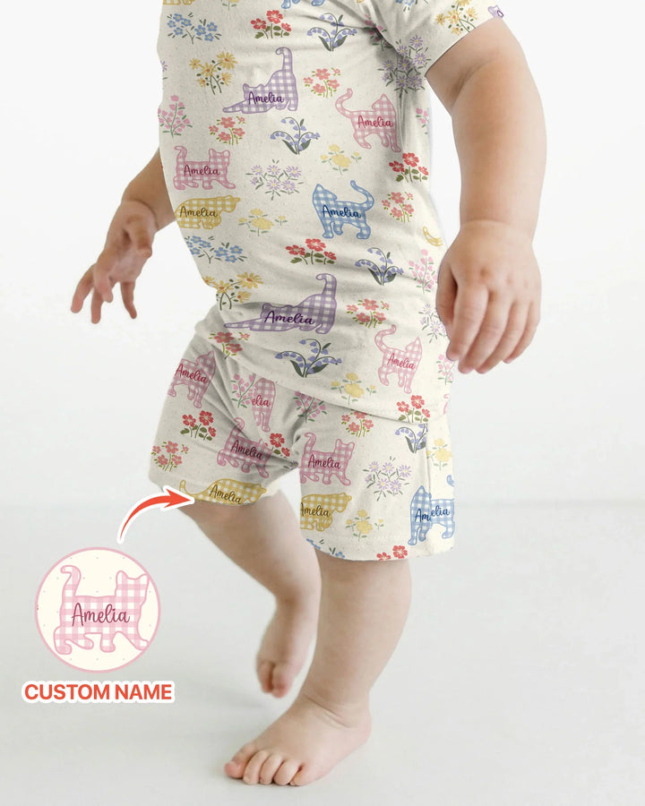 Zweiteiliges Pyjama-Set mit kurzen Ärmeln und Shorts im Sommer-Design