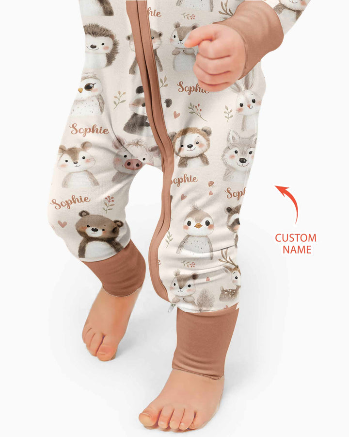 Custom Name Watercolor Woodland Bamboo Convertible Zippy