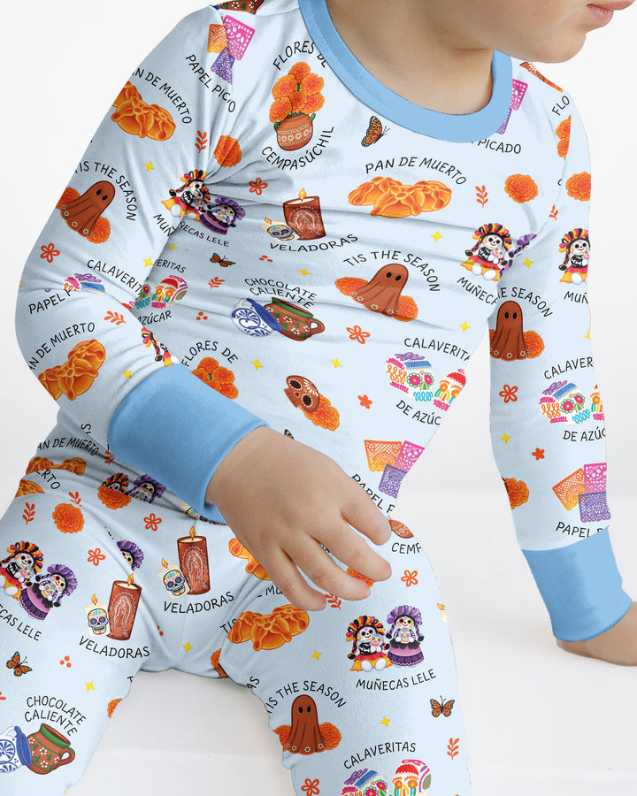 Tis the Dia De Muertos Season Bamboo Two Piece Long Sleeve Pajama Set