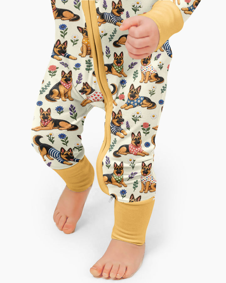 Floral German Shepherds Bamboo Convertible Zippy