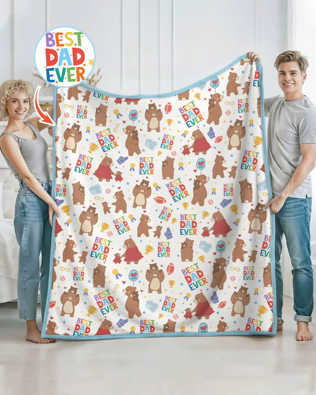 Best Daddy Bear Ever Family Matching Bamboo Blanket