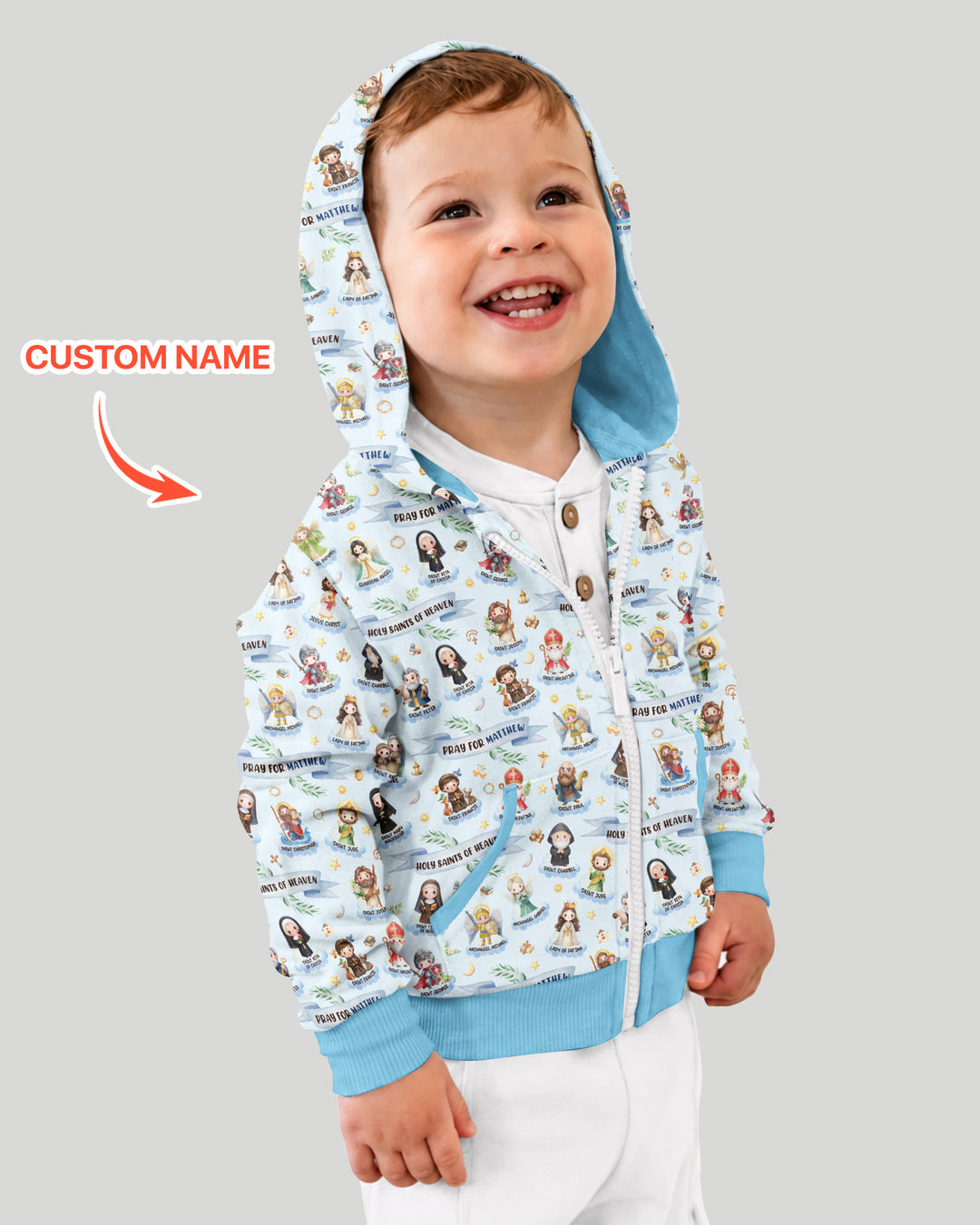 Heilige des Himmels Personalisierter Bambus-Kapuzenpullover mit Reißverschluss