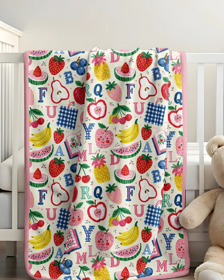 Back To School Fruit Alphabet Bamboo Blanket