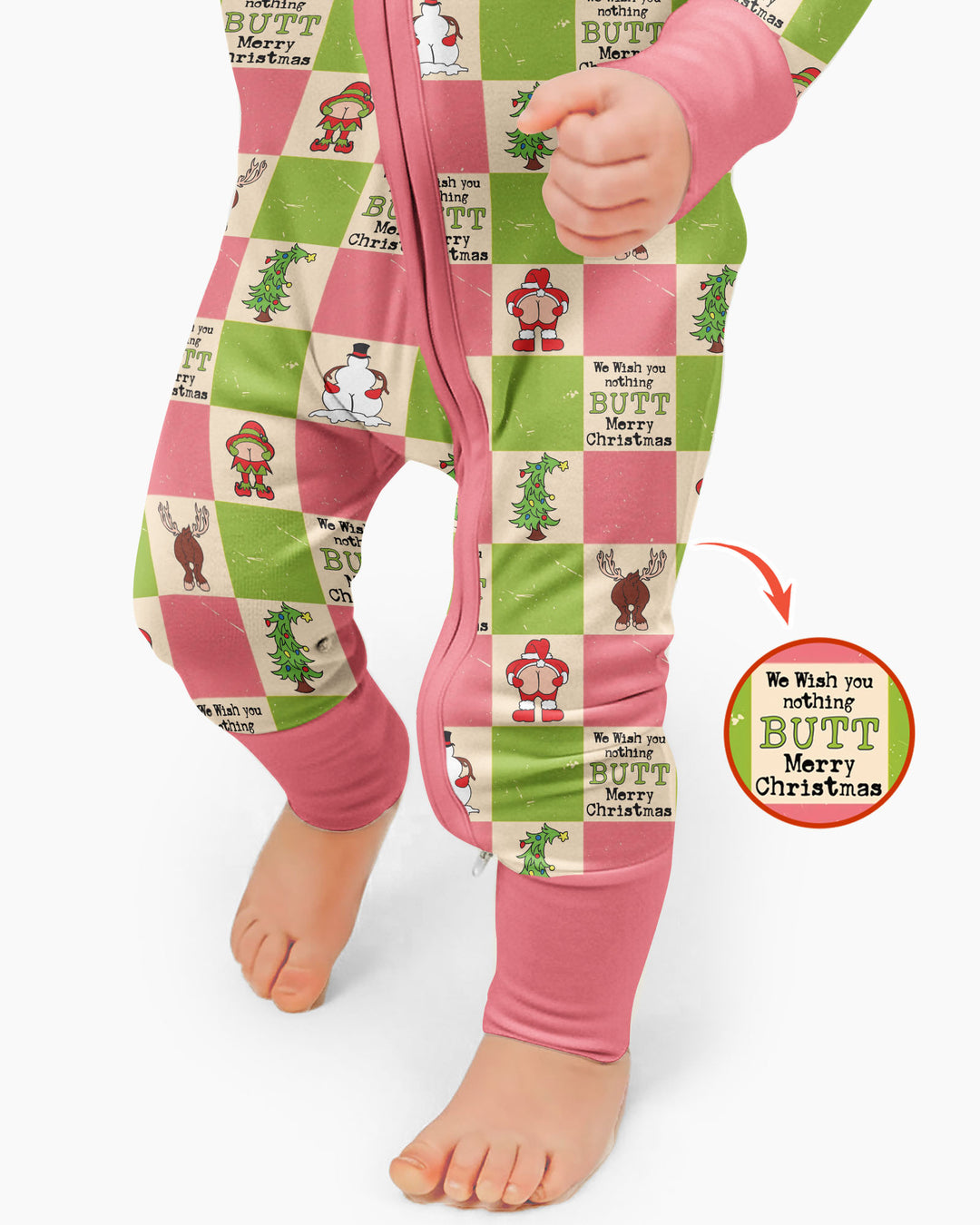 Nothing Butt Merry Christmas Checkerboard Bamboo Convertible Zippy