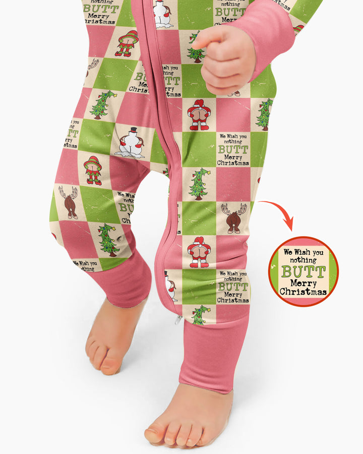 Nothing Butt Merry Christmas Checkerboard Bamboo Convertible Zippy
