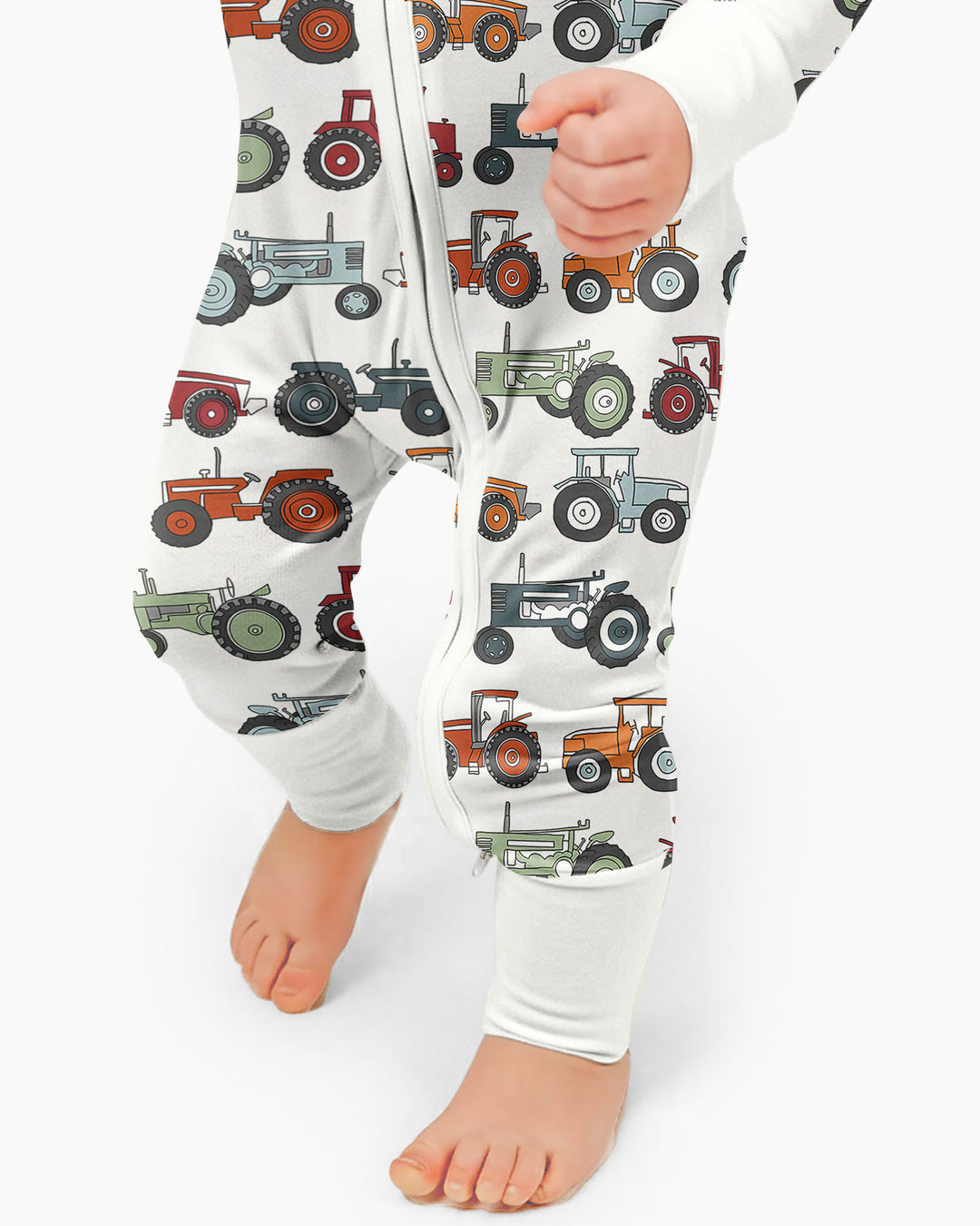 Tiny Tractors Bambus Strampler mit Reißverschluss und wandelbaren Füßen