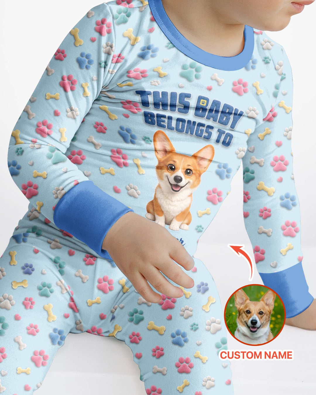 Baby Belongs To Cutie Dog Bamboo Two Piece Long Sleeve Pajama Set