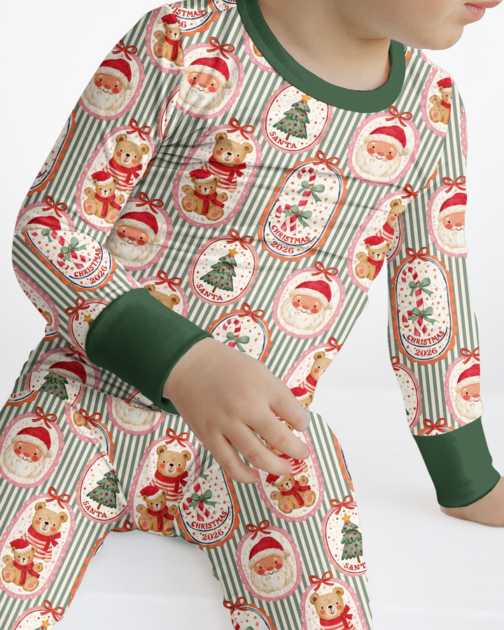 Teddy Bear Christmas Bamboo Two Piece Long Sleeve Pajama Set