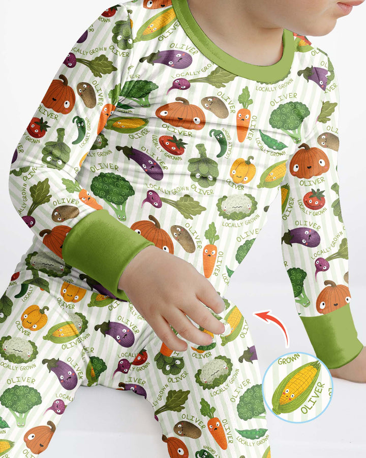 Zweiteiliges Langarm-Pyjama-Set mit Sommerfrüchten