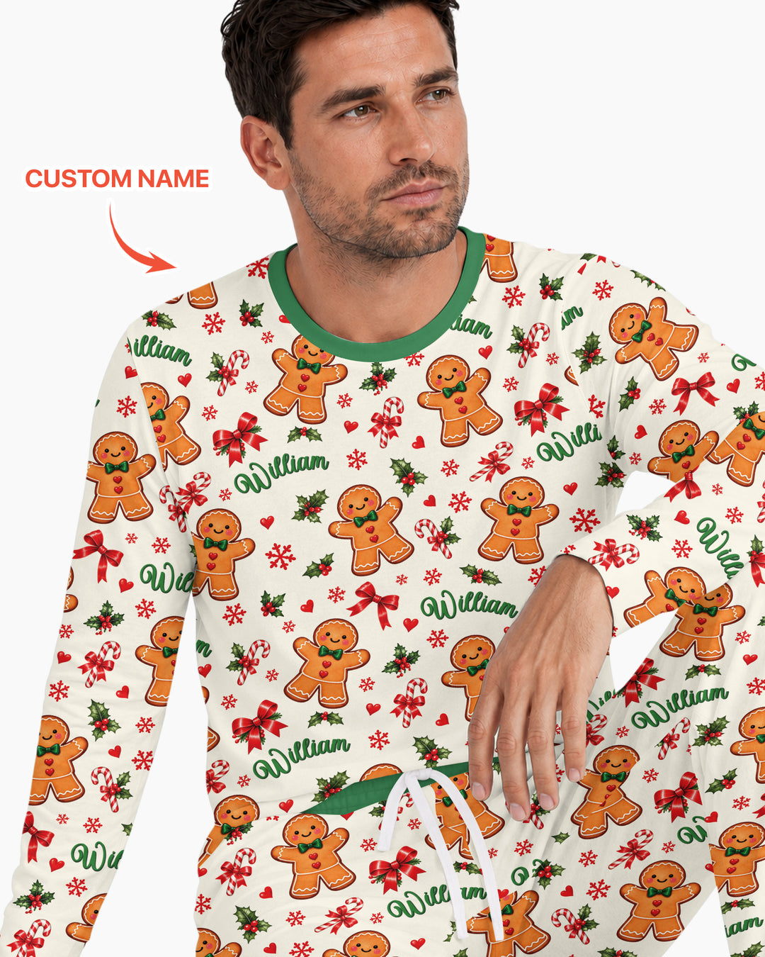 Custom Name Gingerbread Bamboo Men's Pajama Set