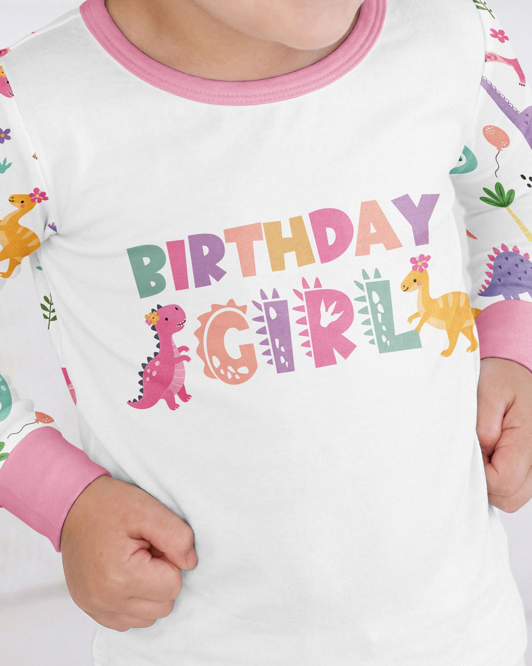 Personalized Dinosaur Birthday Bamboo Two Piece Long Sleeve Pajama Set