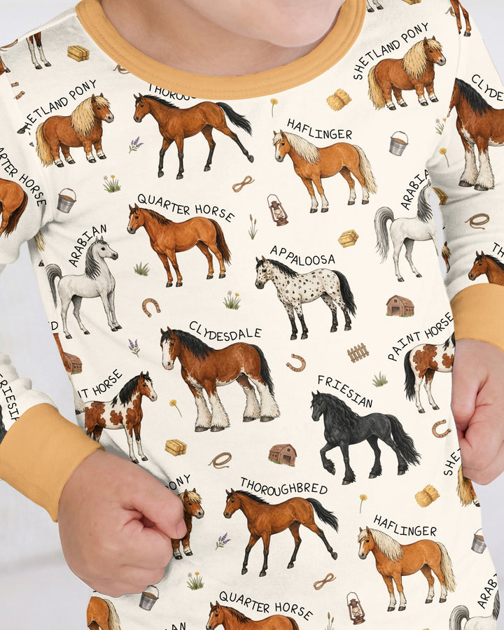 Types Of Horses Bamboo Two Piece Long Sleeve Pajama Set